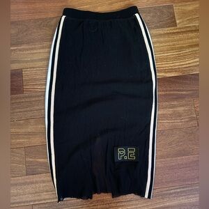 P.E Nation • Black Mesh Pencil Skirt with Stripe Accents
